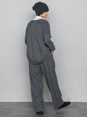 【一瞬で楽とキレイを叶える】裏起毛2WAYネックブラウス≪手洗い可能≫