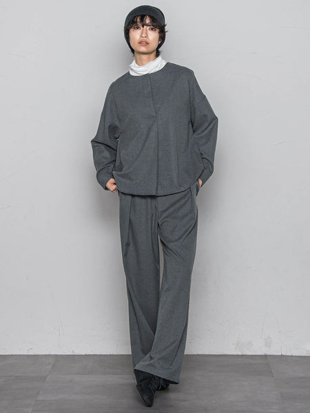 【一瞬で楽とキレイを叶える】裏起毛2WAYネックブラウス≪手洗い可能≫