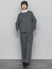 【一瞬で楽とキレイを叶える】裏起毛2WAYネックブラウス≪手洗い可能≫