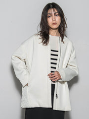 モスダンボール×中綿キルティングノーカラーコート≪手洗い可能≫