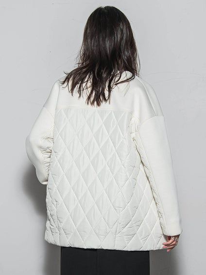 モスダンボール×中綿キルティングノーカラーコート≪手洗い可能≫