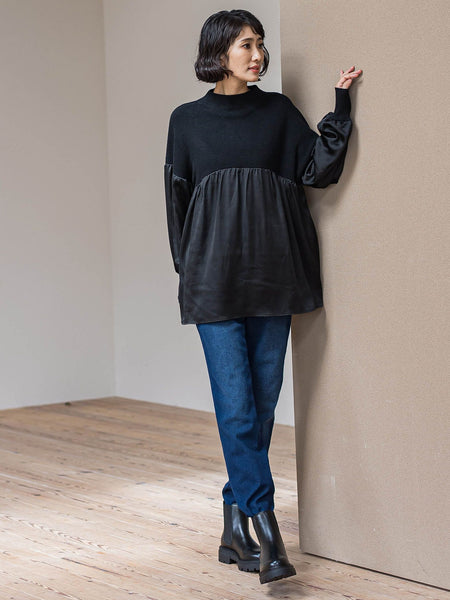 【WEB限定】”1枚でサマになる”とろみサテンふんわりニット