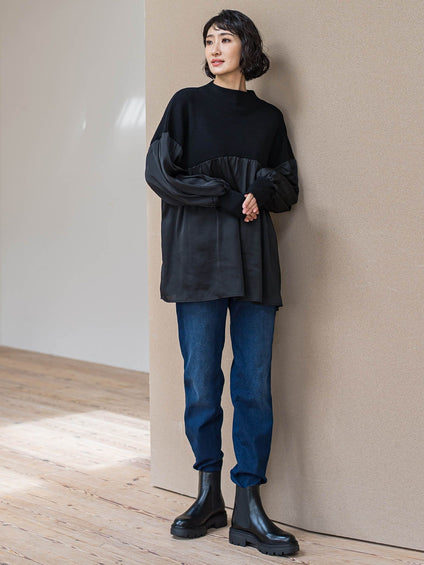 【WEB限定】”1枚でサマになる”とろみサテンふんわりニット