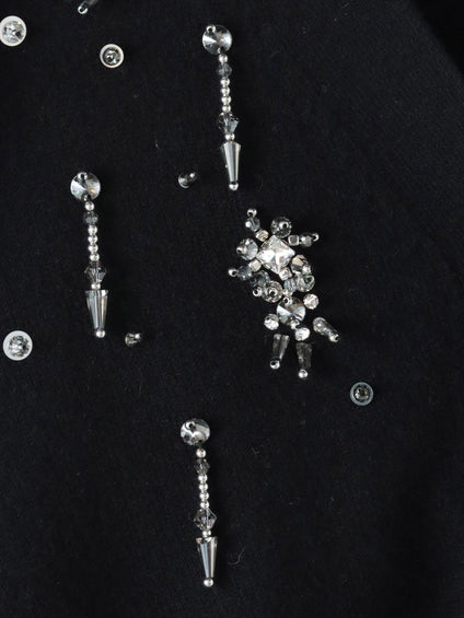 Vネックビジューカーディガン≪手洗い可能≫