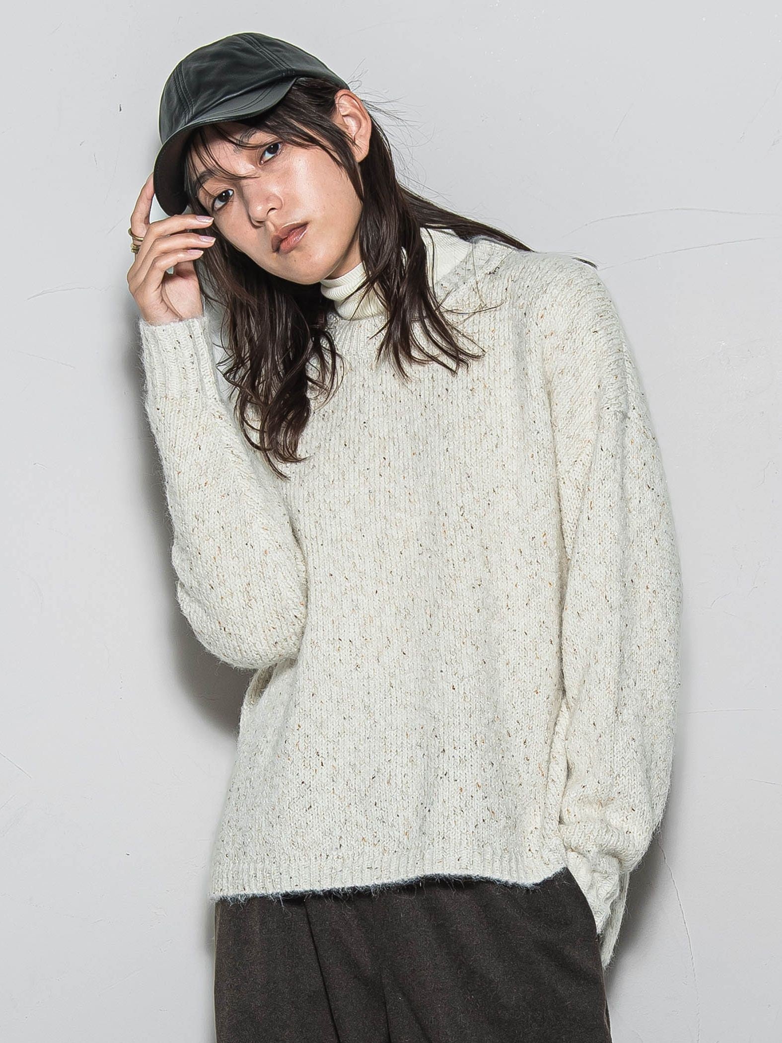 ラメスパンコールクルーネックニット≪手洗い可能≫