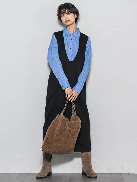 【ノンアイロン】-3kg見えIラインワンピース≪手洗い可能≫