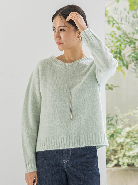 スパンコールラメVネックニット≪洗える≫