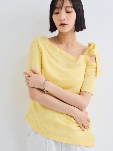 tシャツ ワンショルリボンカットトップス「手洗い可能」 レディース ワンショルリボンカットトップス≪手洗い可能≫（Tシャツ