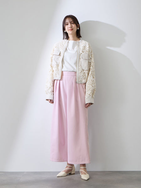 ダブルインタックプルオンワイドパンツ