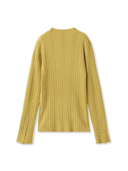 袖ボタンランダムリブニット≪手洗い可能≫