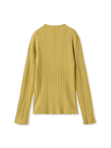 袖ボタンランダムリブニット≪手洗い可能≫