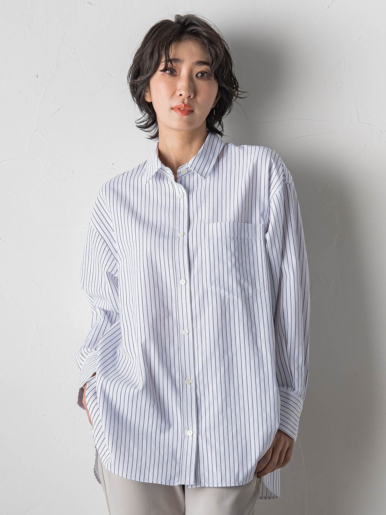 ドビーストライプシャツ