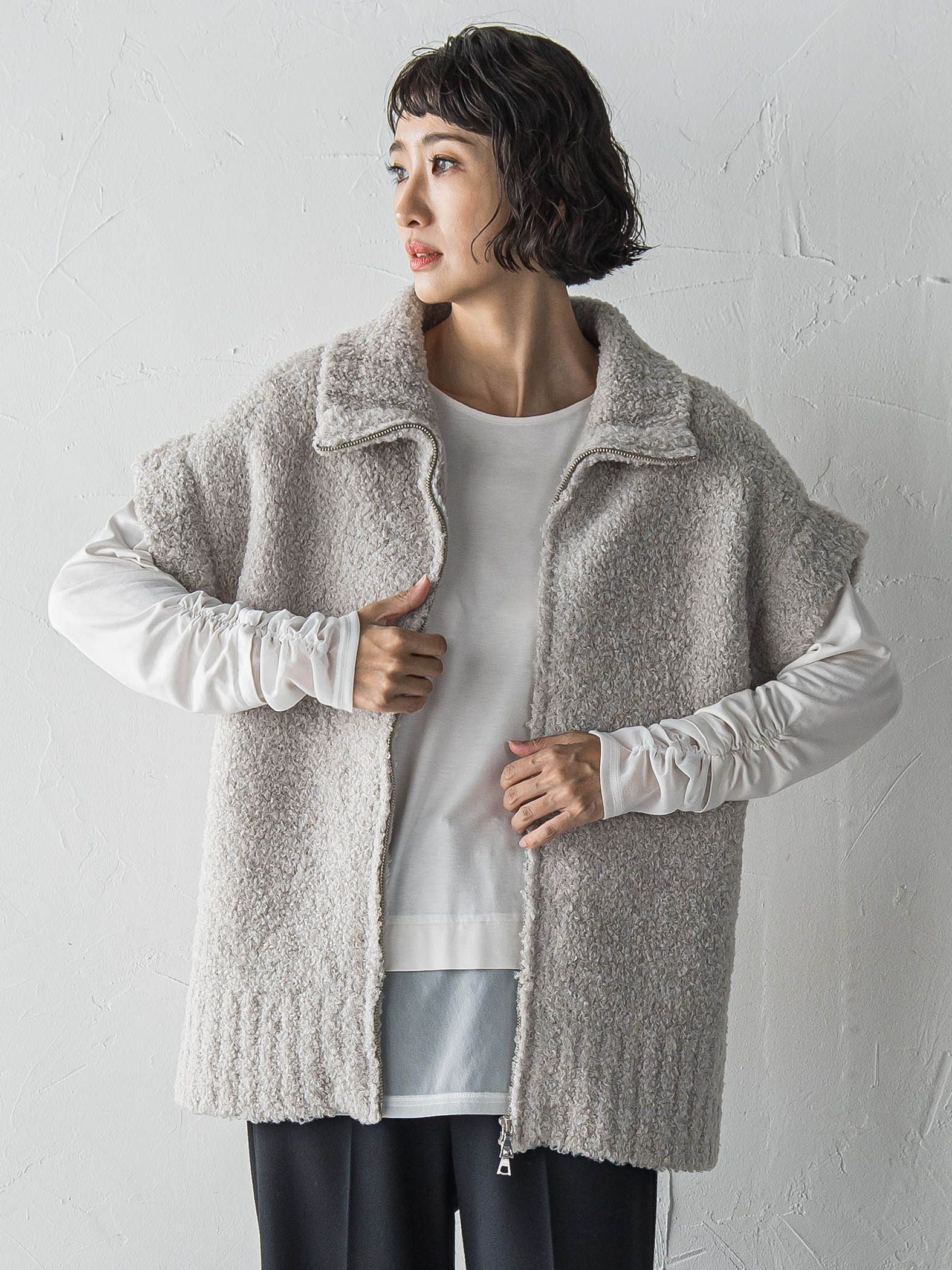 カーリングヤーンジップジレ≪手洗い可能≫