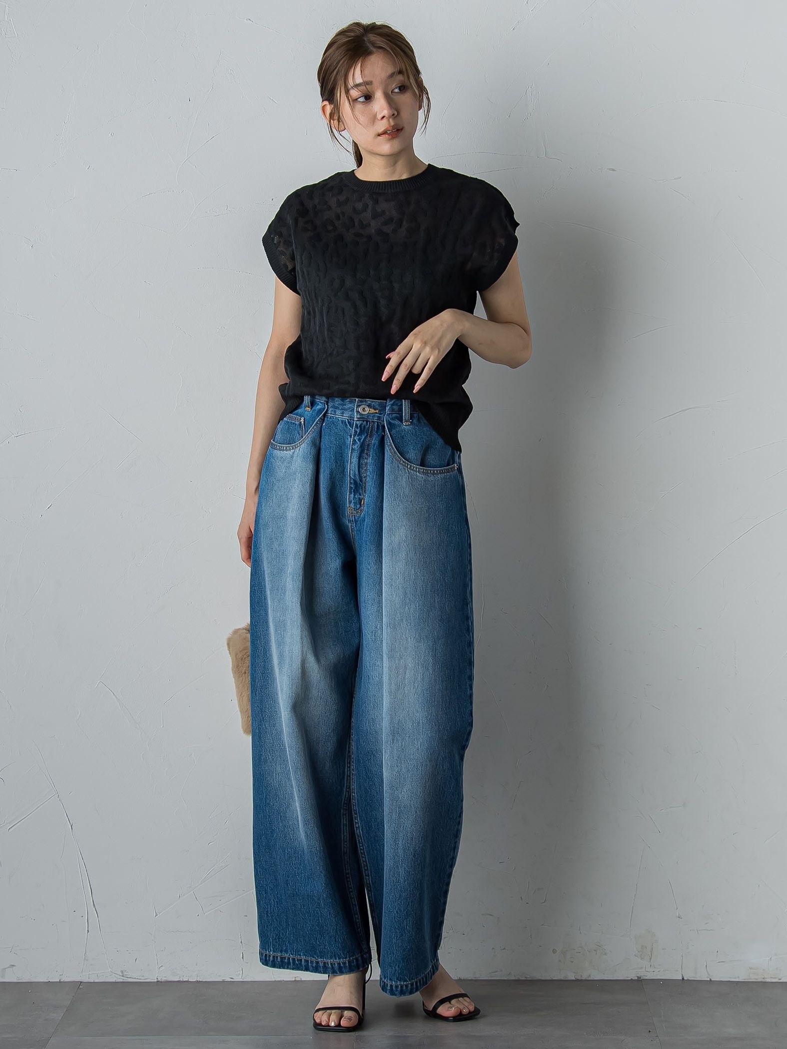 タックデニムパンツ≪洗濯機で洗える≫