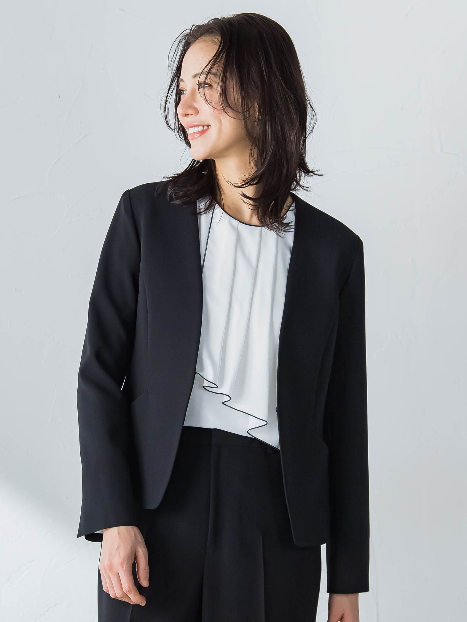 【WEB限定 13号】トリクシオンノーカラージャケット≪セットアップ対応/手洗い可能≫