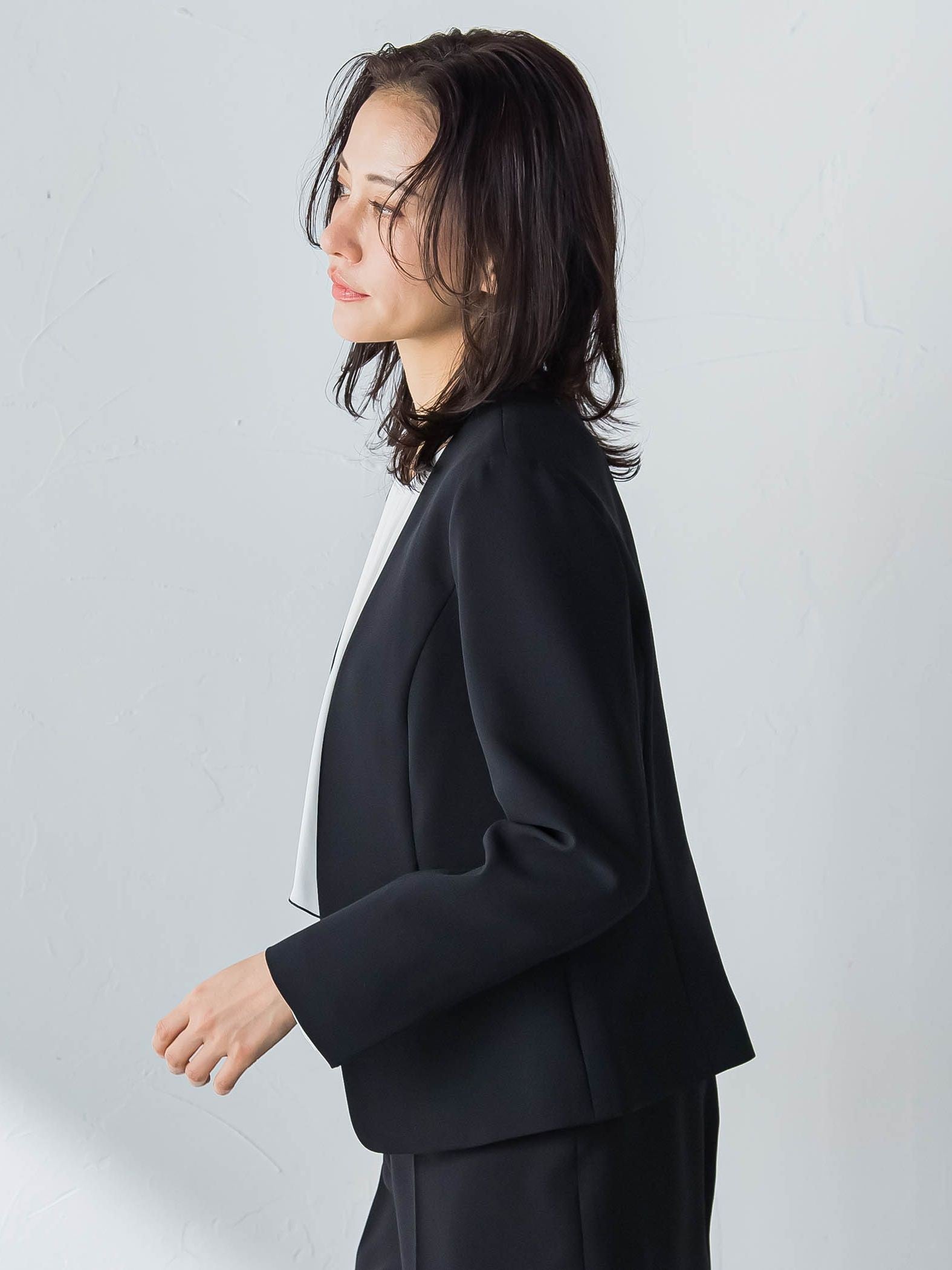 【WEB限定 13号】トリクシオンノーカラージャケット≪セットアップ対応/手洗い可能≫