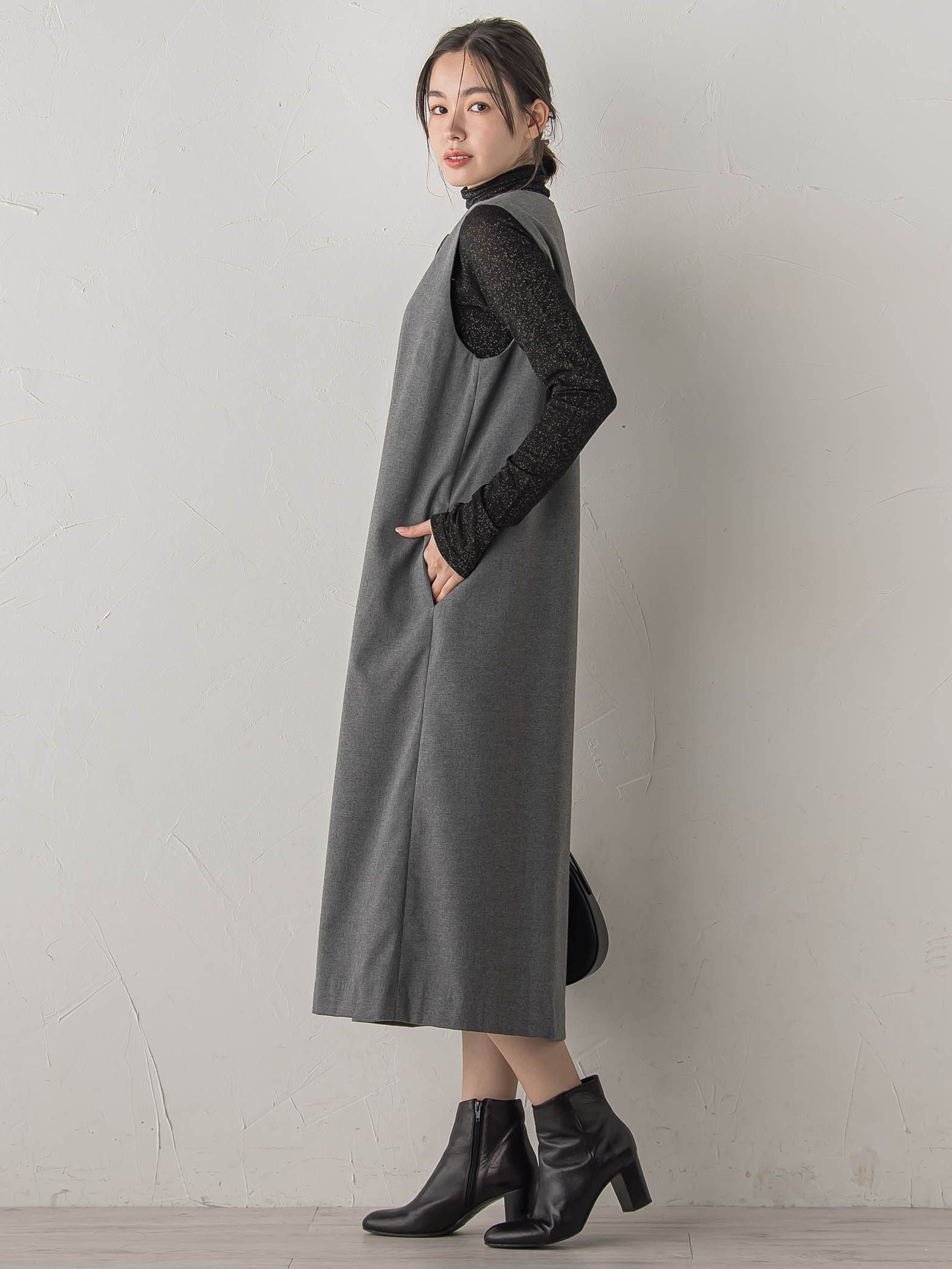 裏起毛サキソニーワンピース≪手洗い可能≫