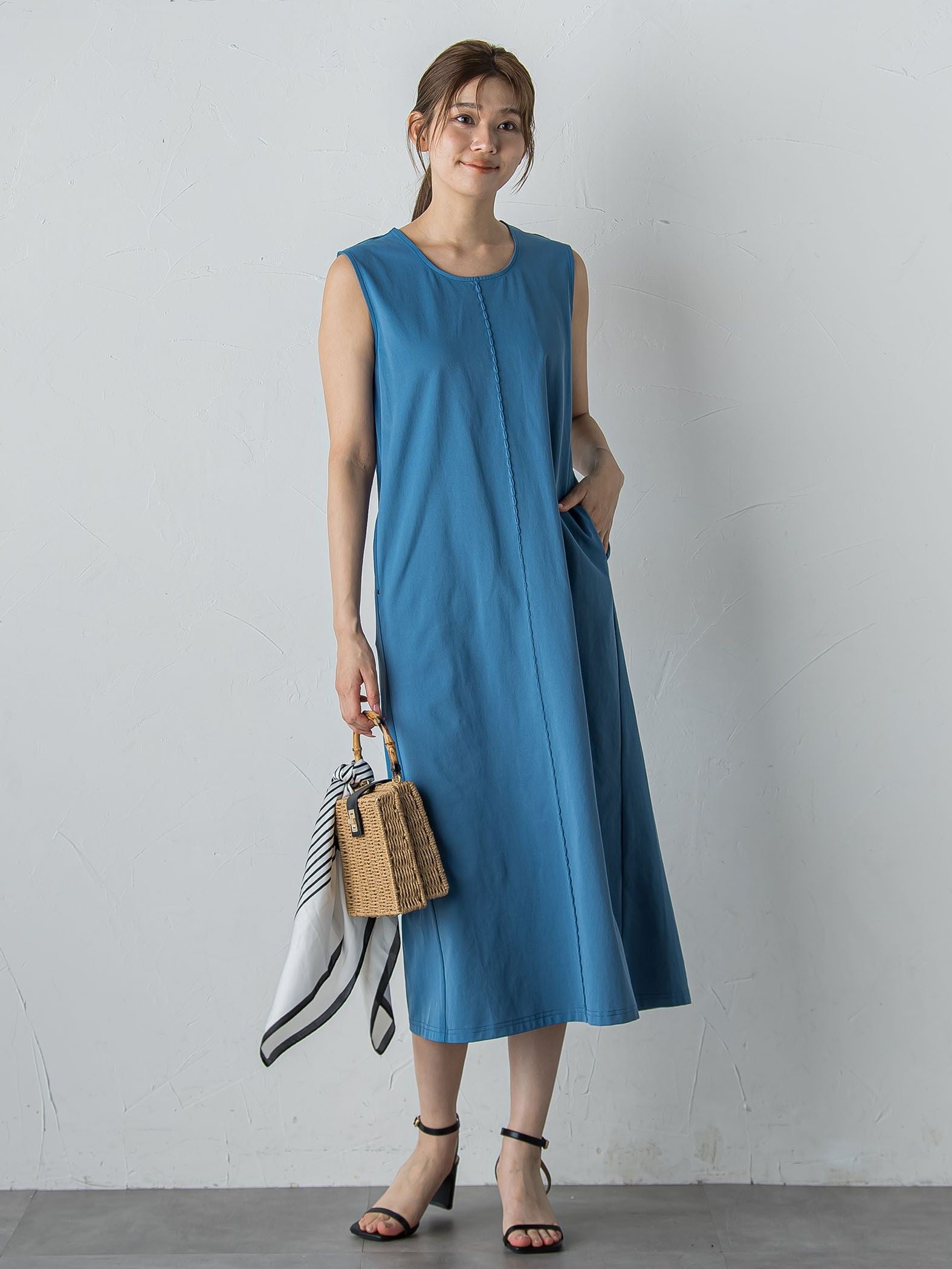 【WEB限定】ジャージーピンタックワンピース≪洗濯機で洗える≫