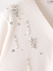 Vネックビジューカーディガン≪手洗い可能≫