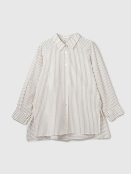 【大人の抜け感】コーマコットンバックフレアシャツ