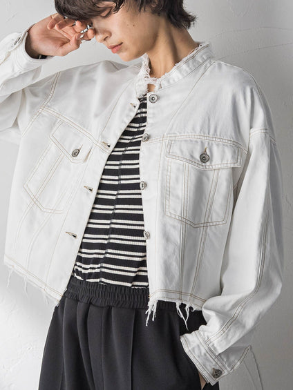 デニムショートジャケット≪洗濯機で洗える≫