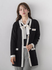 ≪QCロゴ入り≫バイカラーロングカーディガン