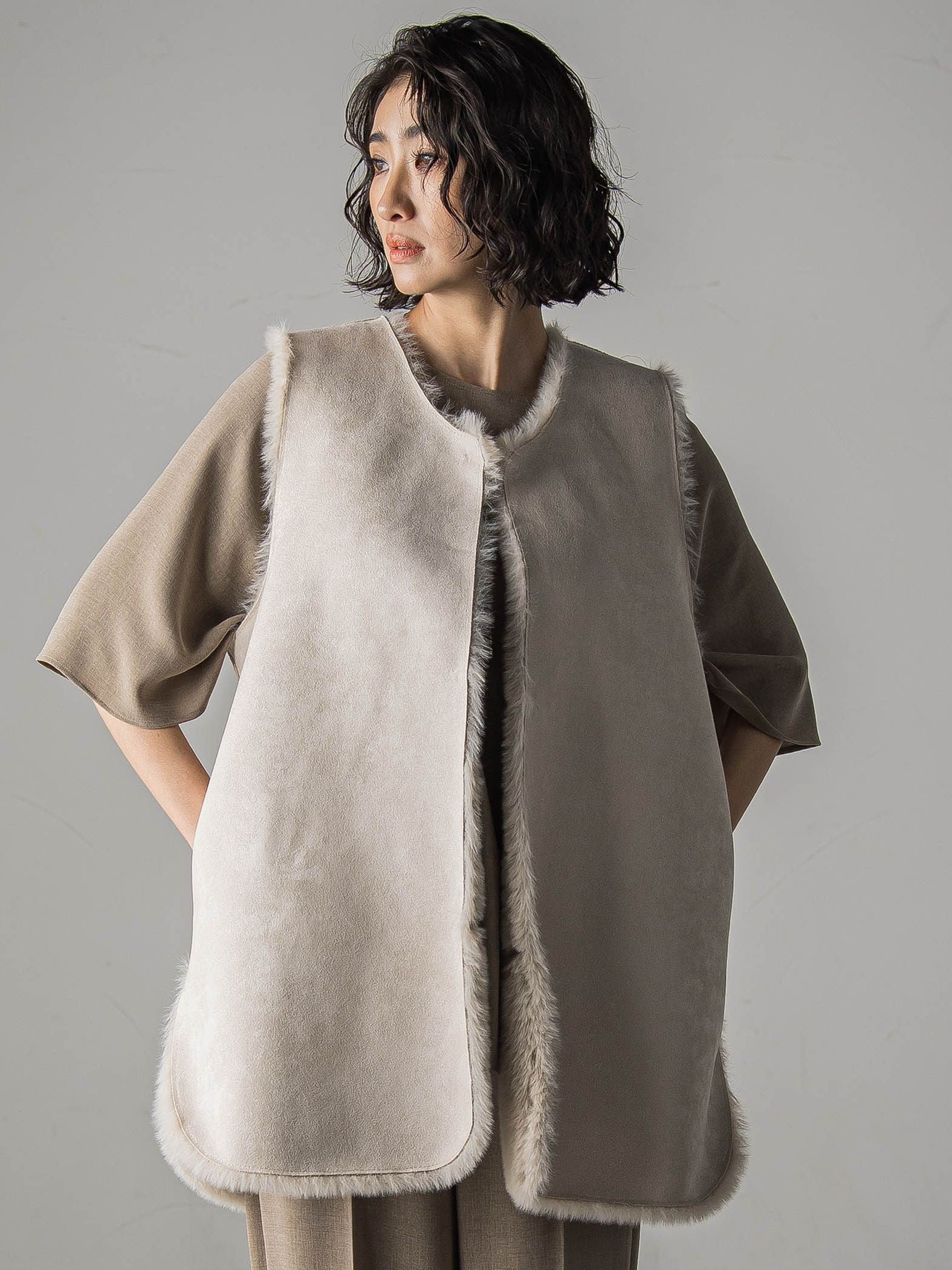 【biyori】”表も裏も主役”リバーシブルフェイクファーベスト