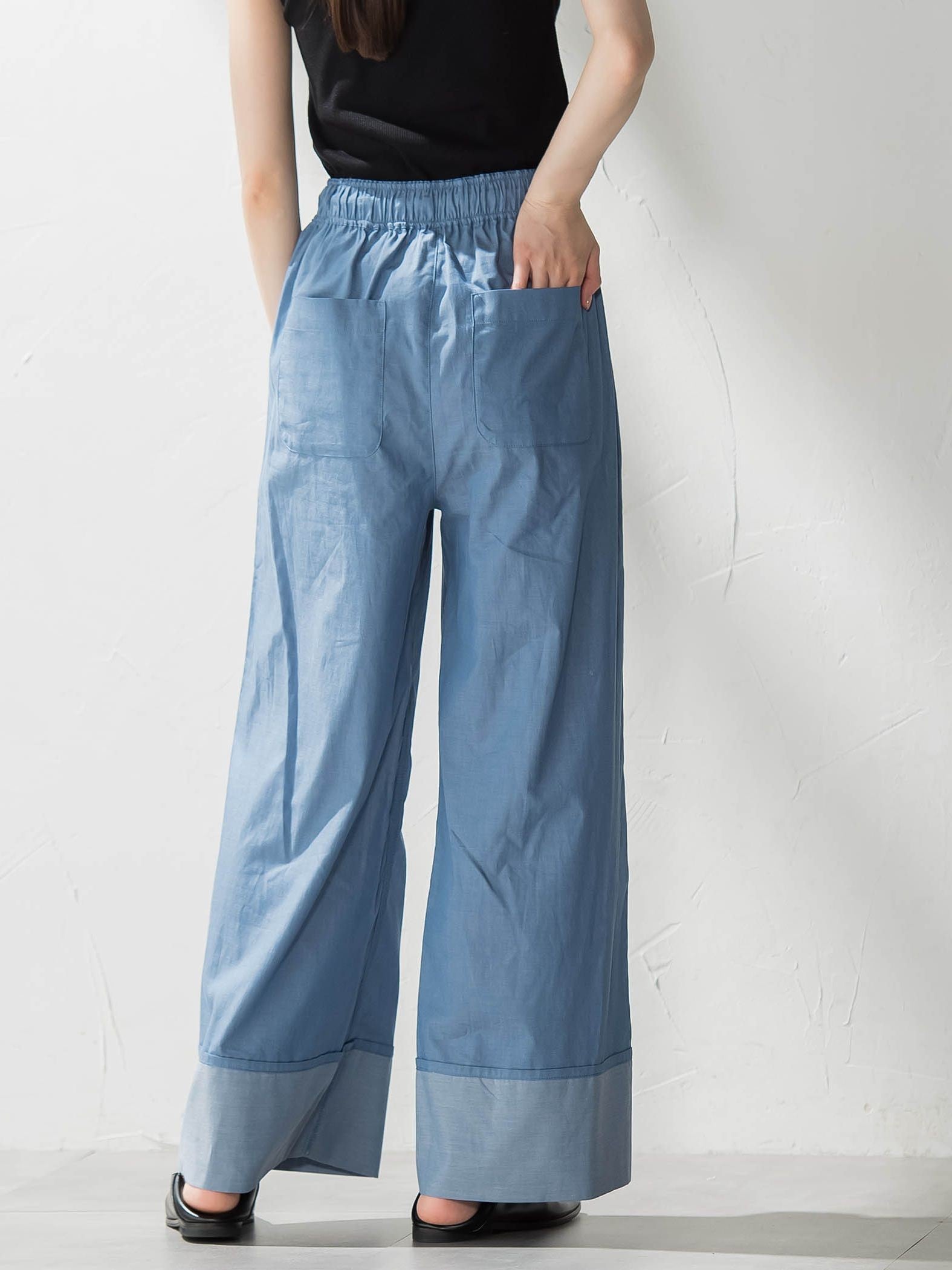 【biyori】ダンガリーワイドパンツ≪手洗い可能≫