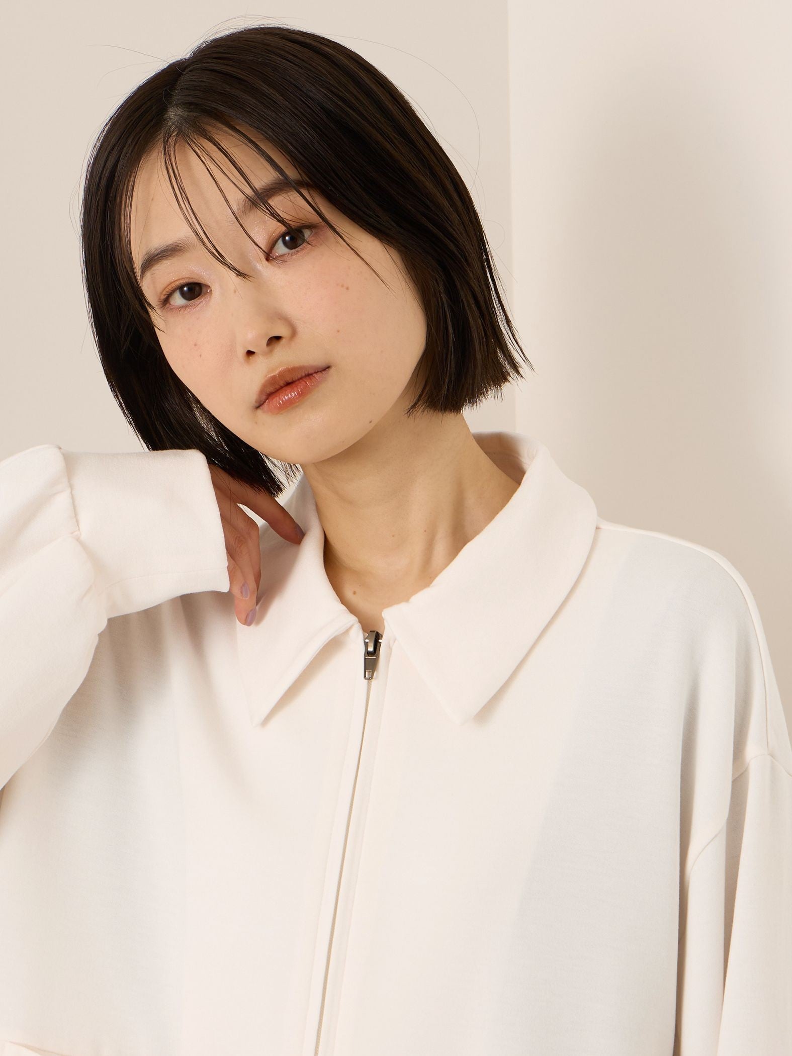 《予約販売》【ふんわり、きちんと。】ライトダンボールステンカラーブルゾン≪手洗い可能≫