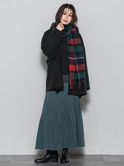 ライトジャージメルトンノーカラーミドルコート