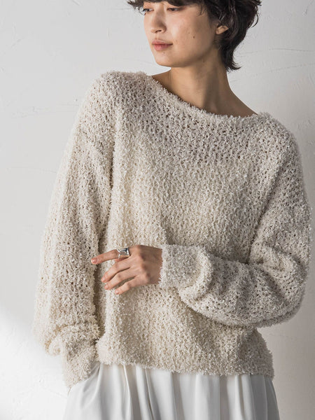 ファンシーヤーンボートネックニットプルオーバー≪手洗い可能≫