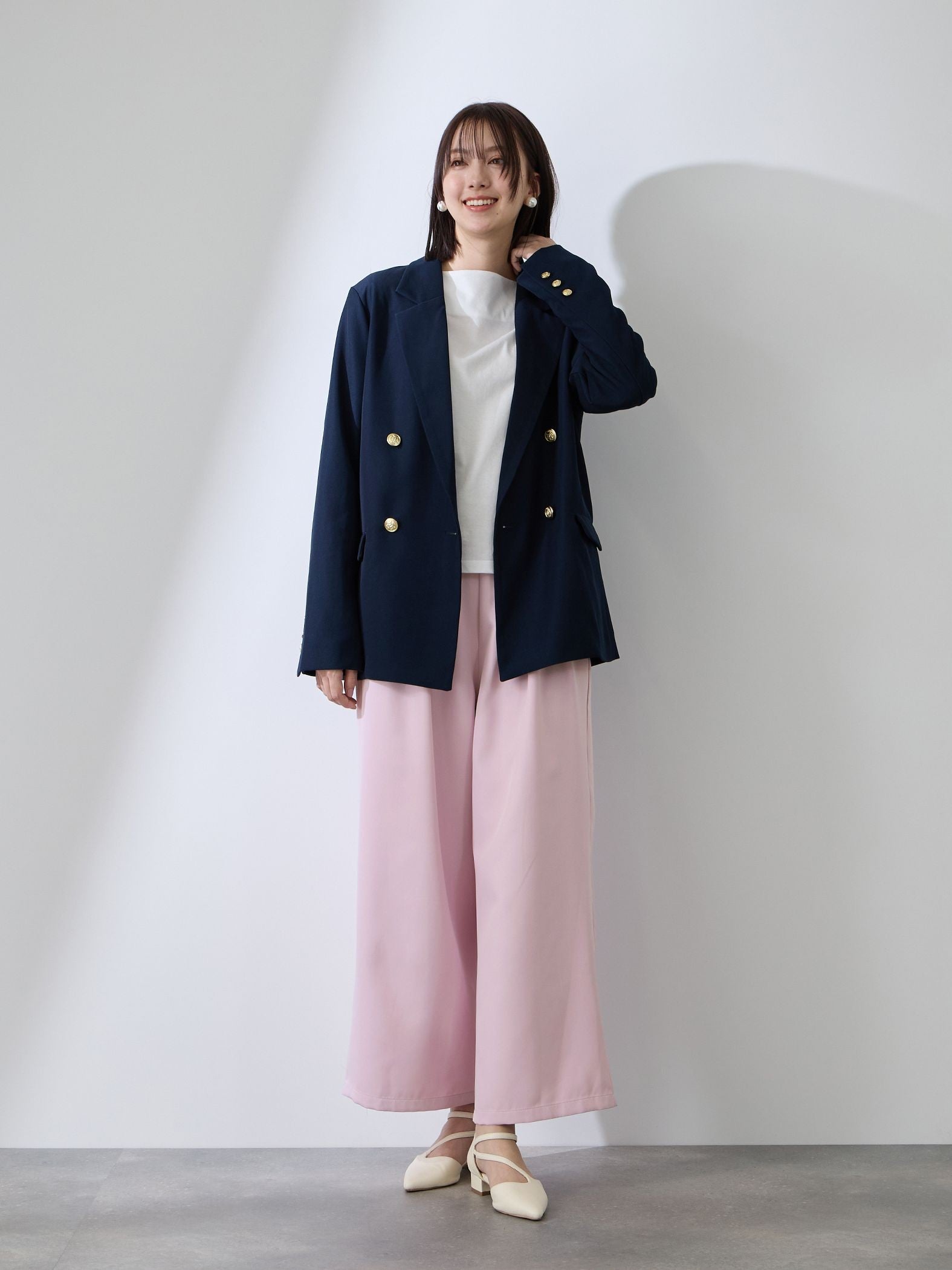 ダブルインタックプルオンワイドパンツ