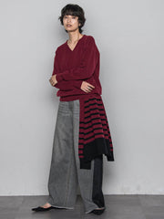 【ふわもち】Vネックニット≪洗濯機で洗える≫