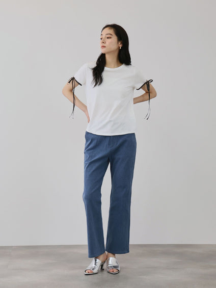 サテンリボンスリーブプルオーバー