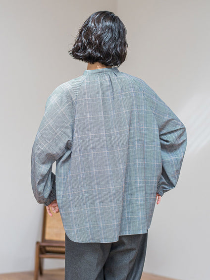 【大きいサイズ】ジョーゼットチェックブラウス≪洗濯機で洗える≫