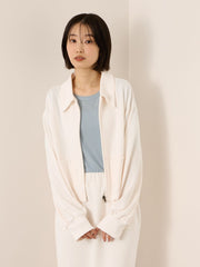 《予約販売》【ふんわり、きちんと。】ライトダンボールステンカラーブルゾン≪手洗い可能≫