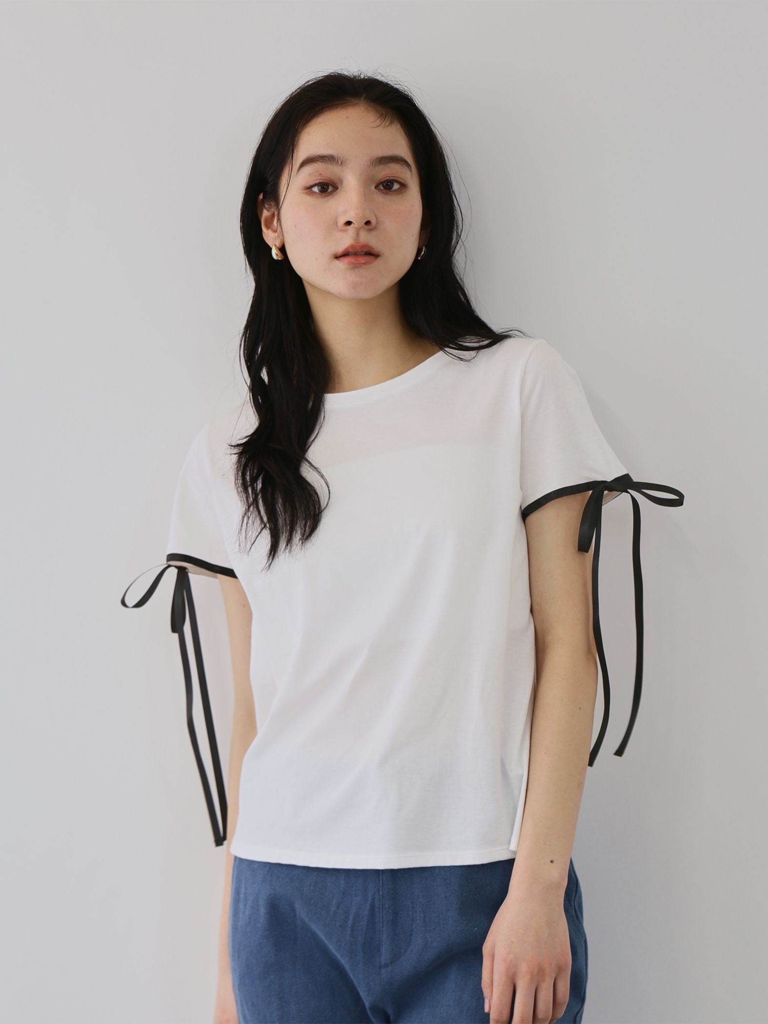 サテンリボンスリーブプルオーバー