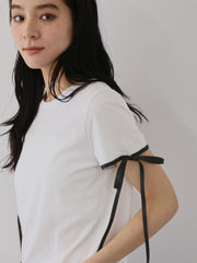 サテンリボンスリーブプルオーバー