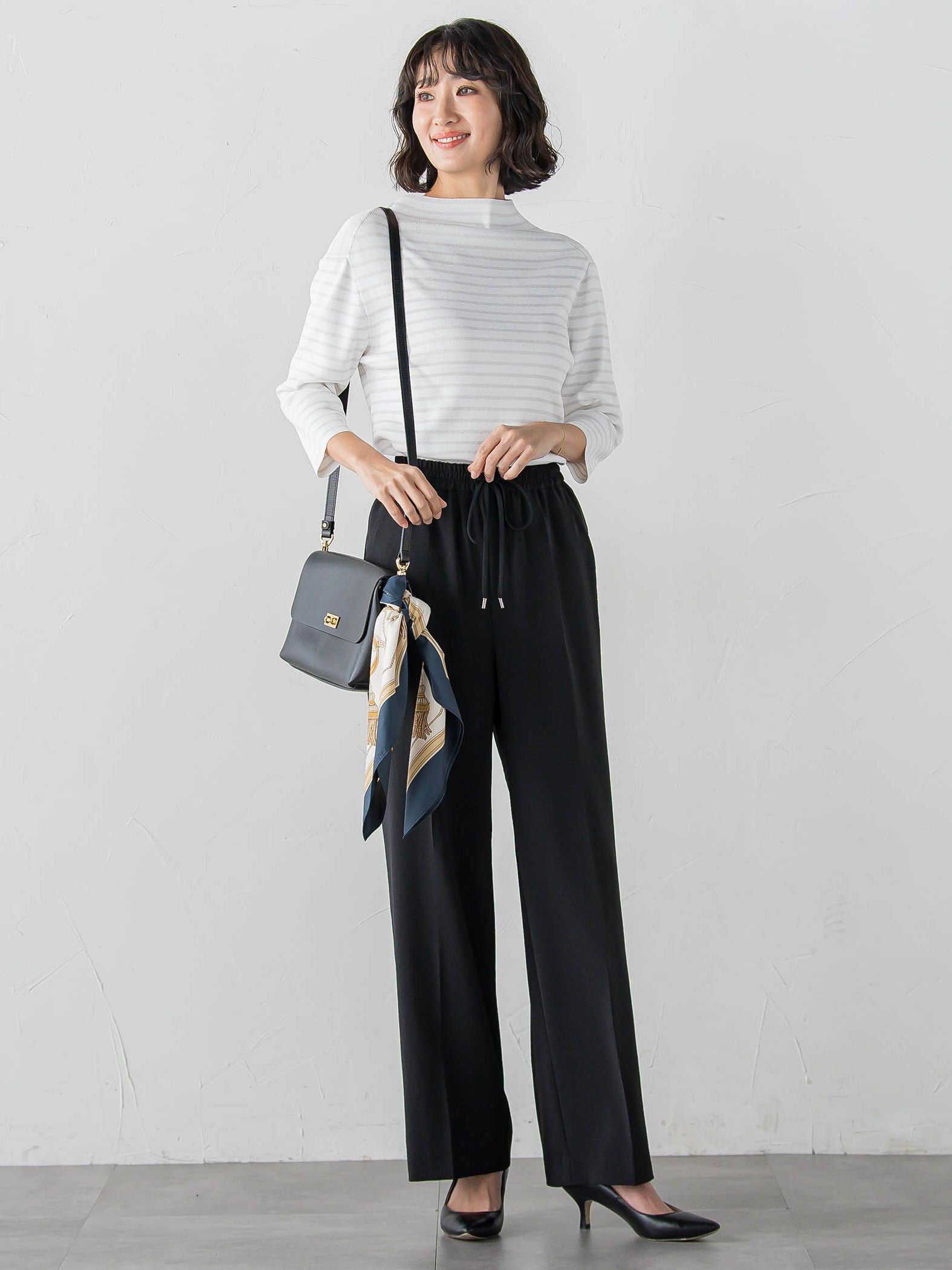 ハイストレッチカルゼワイドパンツ