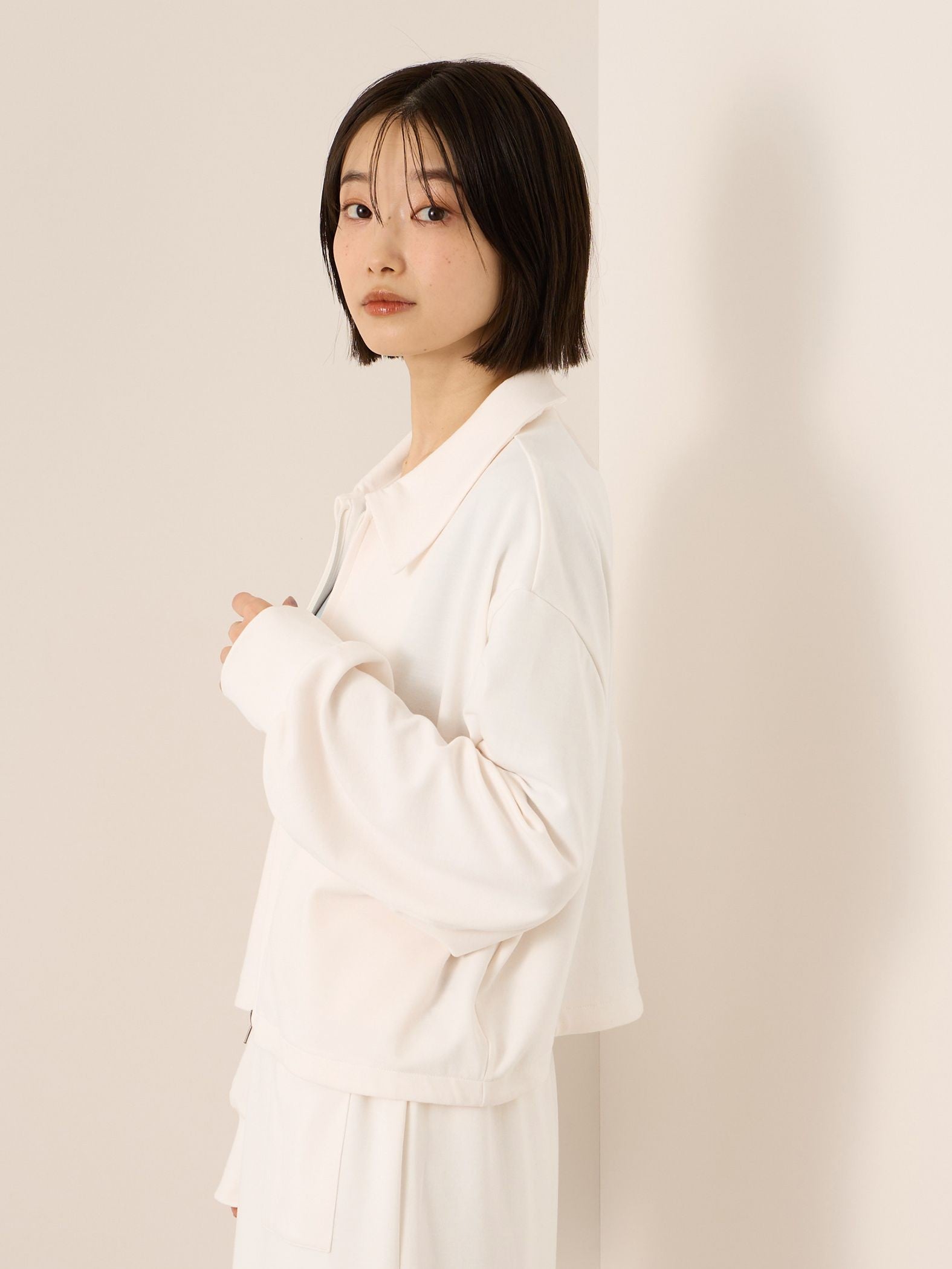 《予約販売》【ふんわり、きちんと。】ライトダンボールステンカラーブルゾン≪手洗い可能≫