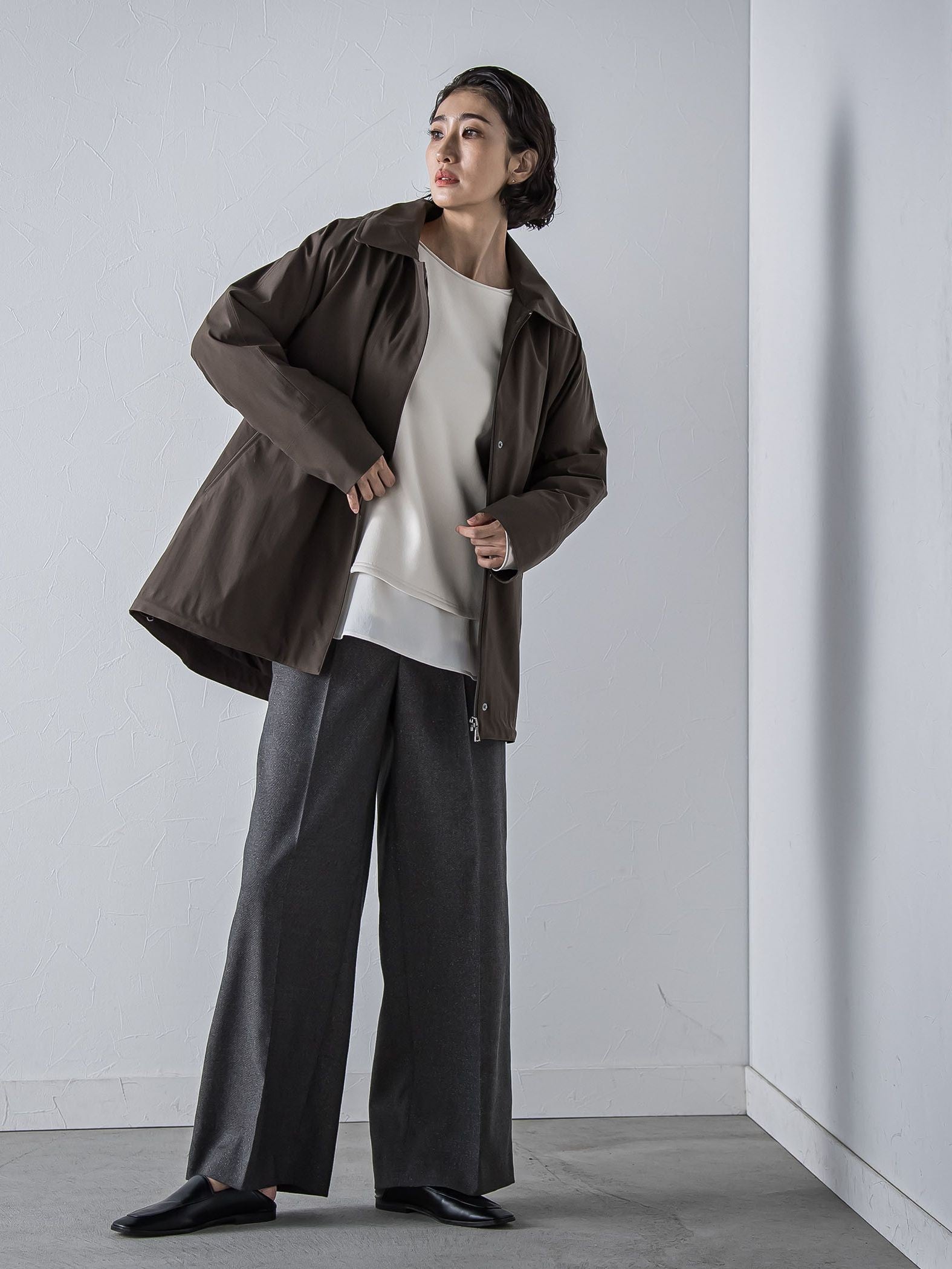 【大きいサイズ】キラメキストレッチワイドパンツ≪洗濯機で洗える≫