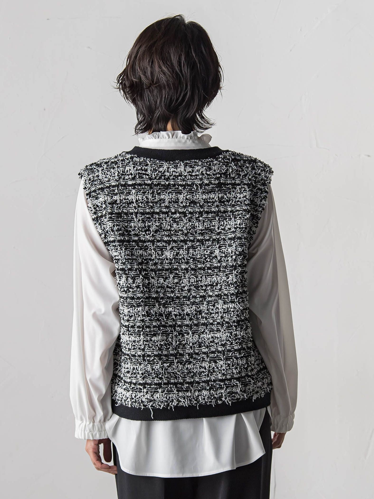 ファンシーツイードニットジレ