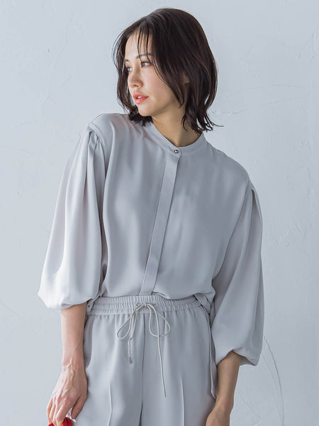 【WEB限定】【11号あり】サテンフィールリラックスブラウス≪セットアップ対応≫≪接触冷感/洗える≫