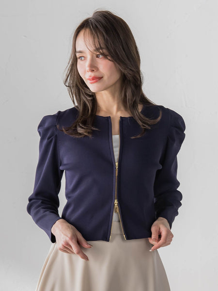 パフスリーブダブルジップブルゾン