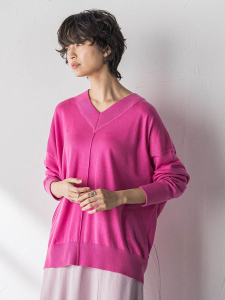 【新色追加】Vネックコクーンニットプルオーバー≪手洗い可能≫