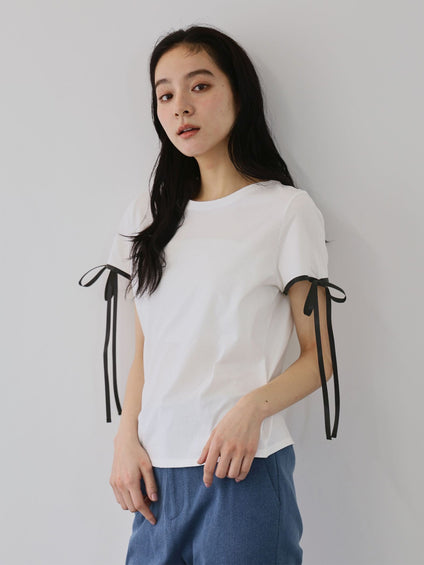 サテンリボンスリーブプルオーバー