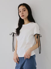 サテンリボンスリーブプルオーバー