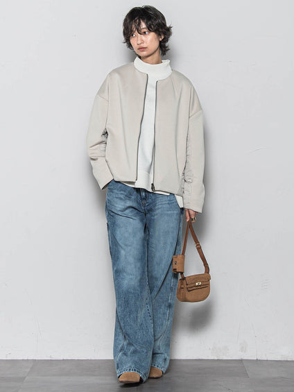 ダンボール×キルティングミドルノーカラーブルゾン