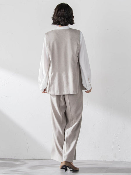 【大きいサイズ】リネンライクオックスジレ