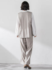 【大きいサイズ】リネンライクオックスジレ